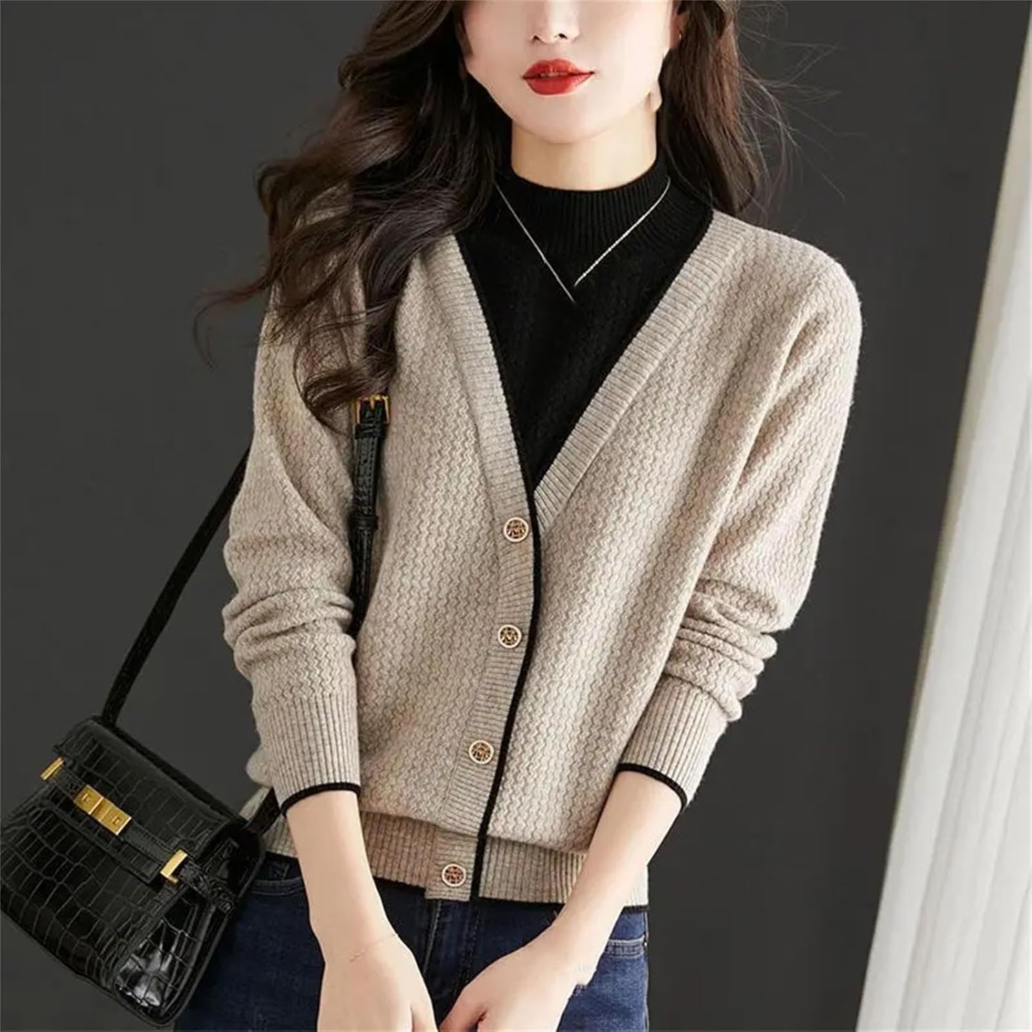 Women's Fashion Half High Collar Long Sleeve Sweater Clothes Elegant Knitwear - Image 3