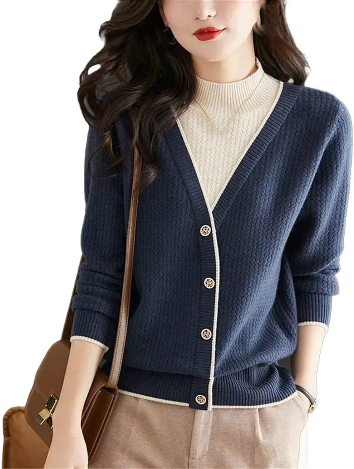Women's Fashion Half High Collar Long Sleeve Sweater Clothes Elegant Knitwear - Image 10