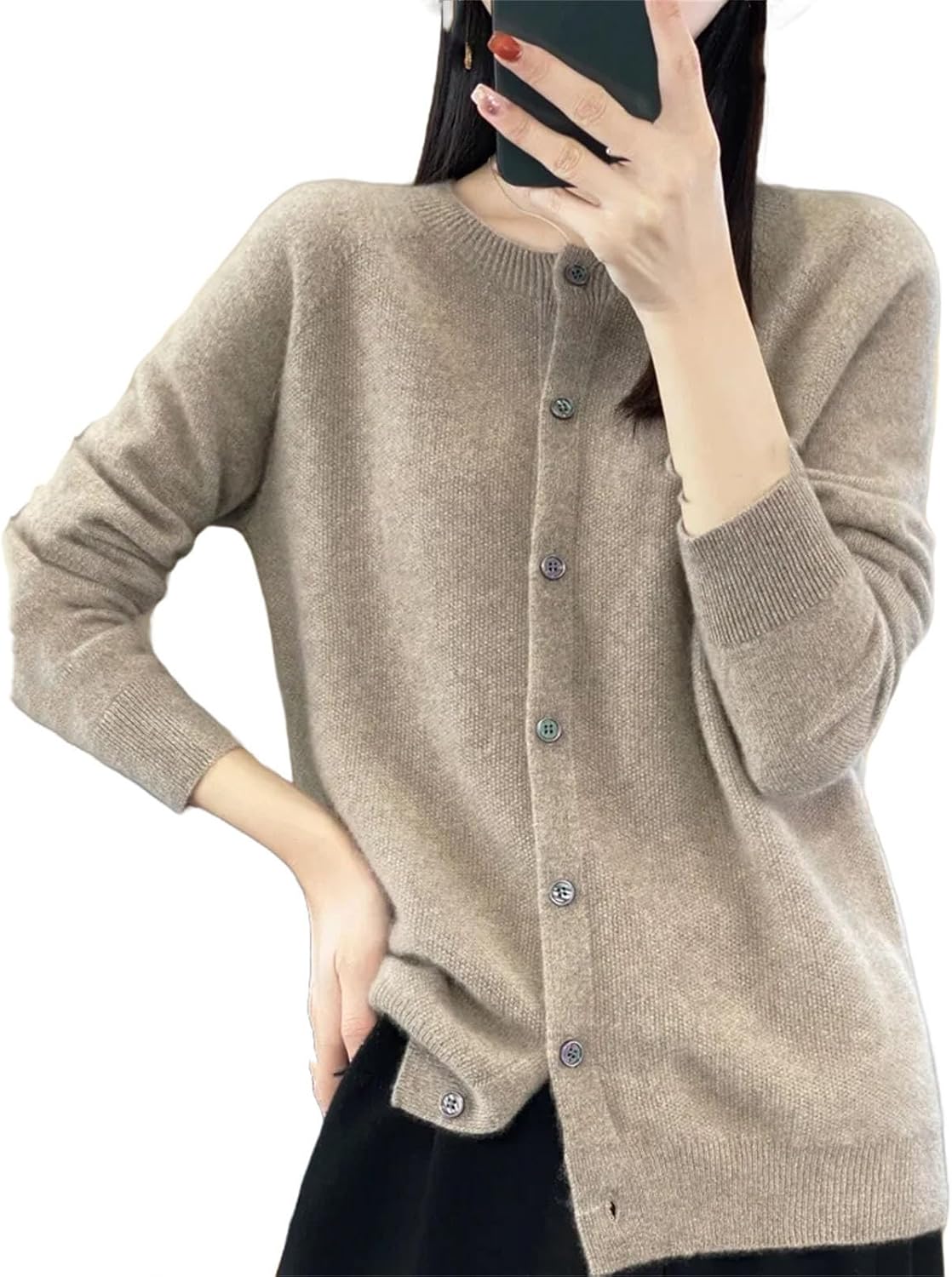 Womens Fashion Merino Wool Sweater Knitted Cashmere Cardigan Basic Knitwear Fashion Spring O-Neck Clothing Tops - Image 14