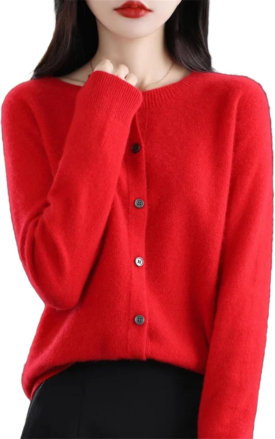 Womens Fashion Merino Wool Sweater Knitted Cashmere Cardigan Basic Knitwear Fashion Spring O-Neck Clothing Tops - Image 11