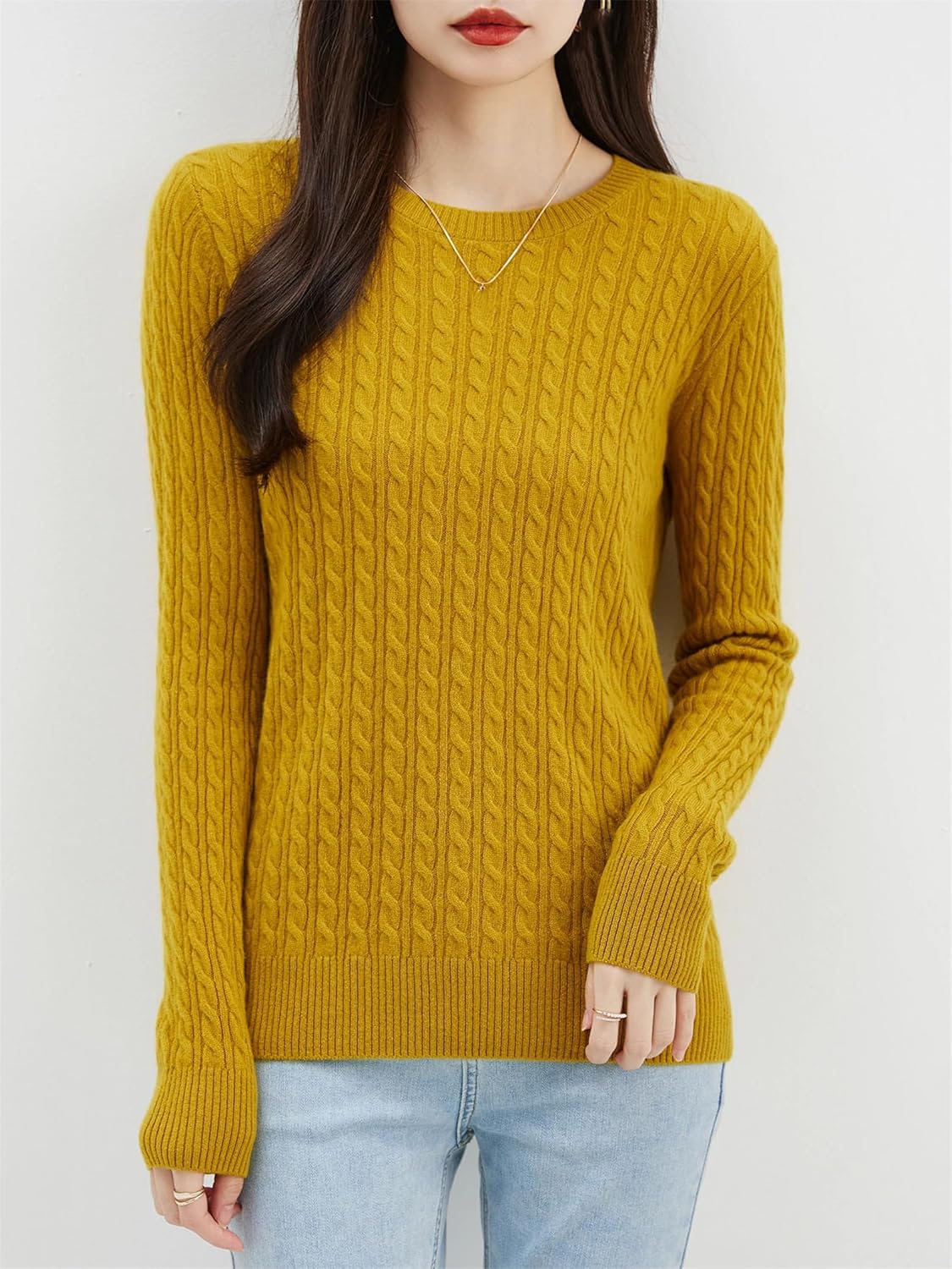 Women's Loose Wool Sweater Crew Neck Warm Pullover Long Sleeve Knit Women Clothing - Image 6