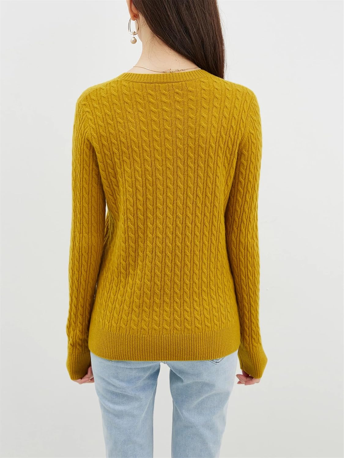 Women's Loose Wool Sweater Crew Neck Warm Pullover Long Sleeve Knit Women Clothing - Image 7