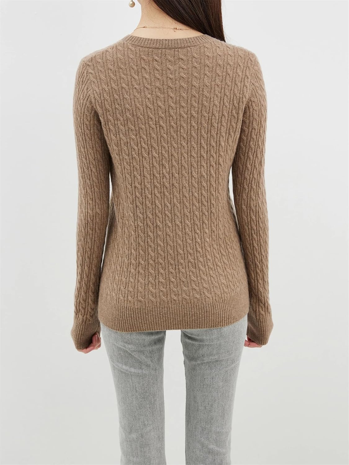 Women's Loose Wool Sweater Crew Neck Warm Pullover Long Sleeve Knit Women Clothing - Image 8