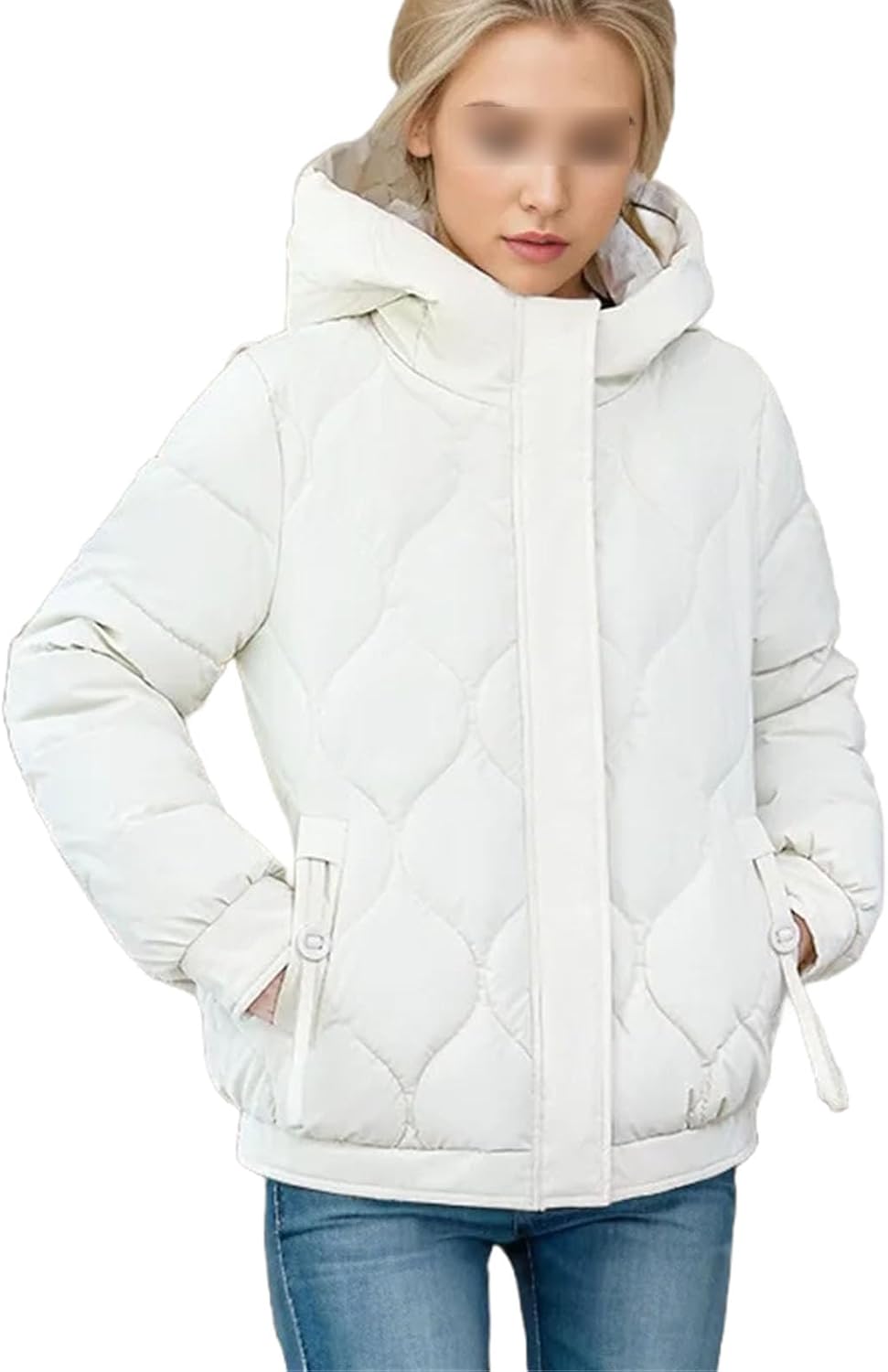 Women's Puffer Jacket Fashionable Padded Clothes Hooded Lattice Thickened Warm Padded Jacket Coat