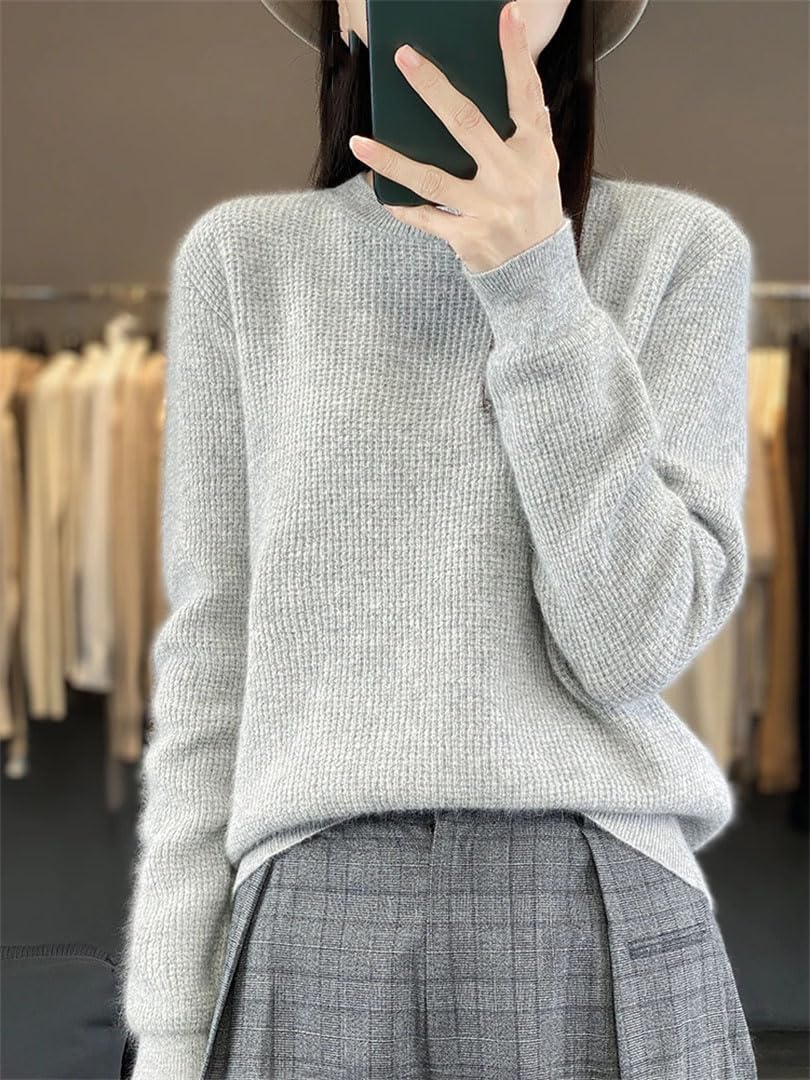 Women's Sweater O Neck Pullover Merino Wool Long Sleeve Cashmere Korean Fashion Clothing - Image 4
