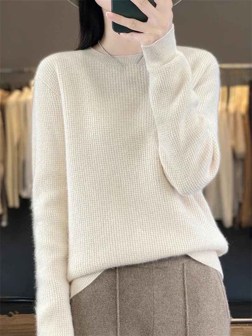 Women's Sweater O Neck Pullover Merino Wool Long Sleeve Cashmere Korean Fashion Clothing - Image 6