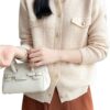 Women's Sweater Spring Coat Round Neck Knit Cardigan Loose Large Size Top Long Sleeved Female Clothing