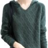 Women's Thick Clothing Fashion Cashmere Hooded Long Sleeve Pullover Knitwear Basic Top