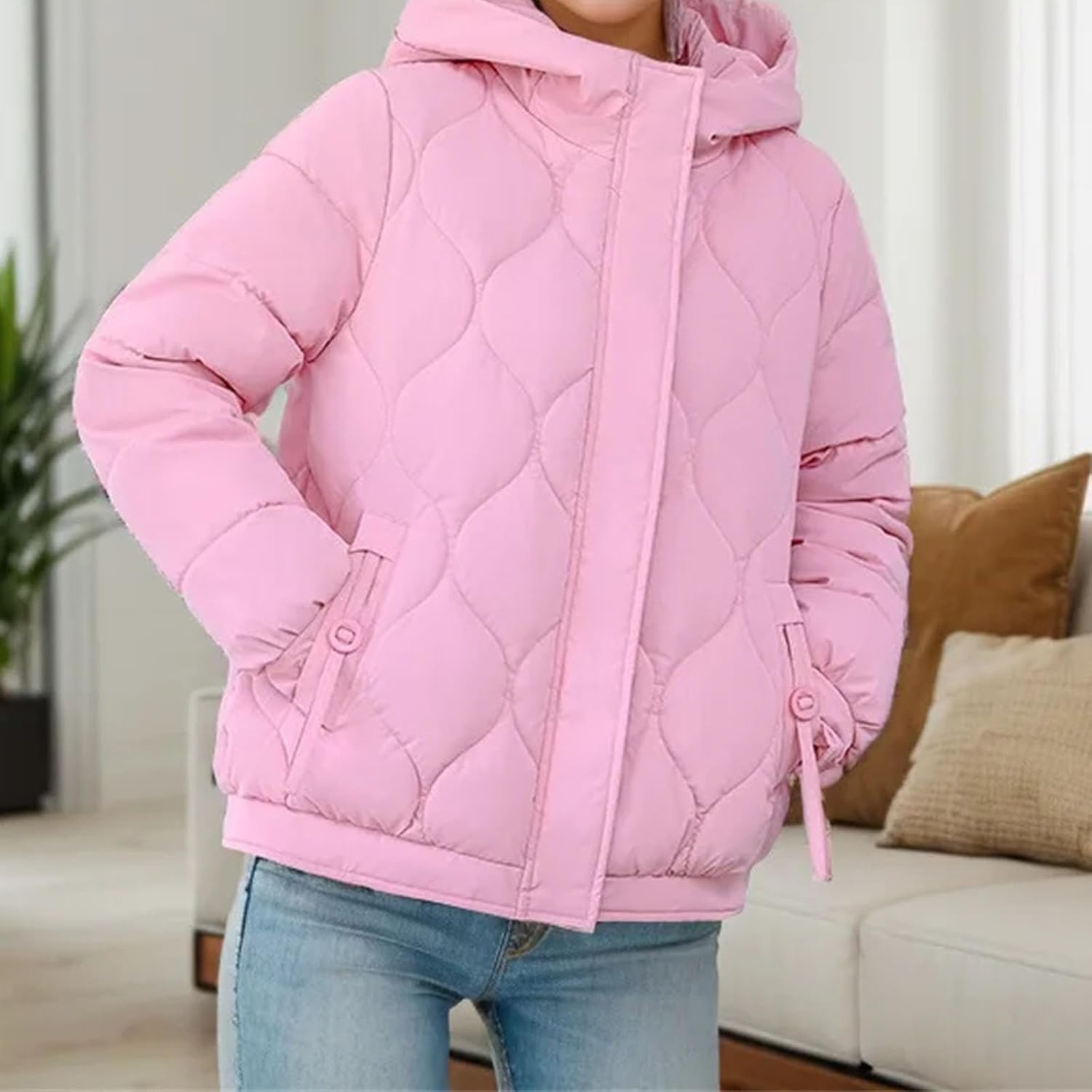 Women's Winter Puffer Fashionable High-Quality Padded Clothes Hooded Lattice Thickened Warm Padded jacketr Coat - Image 7
