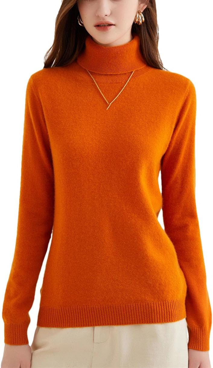 Womens Wool Knitwears 100% Cashmere Long Sleeve Turtleneck Pullovers Tops Autumn Winter Soft Fashion Clothing - Image 17