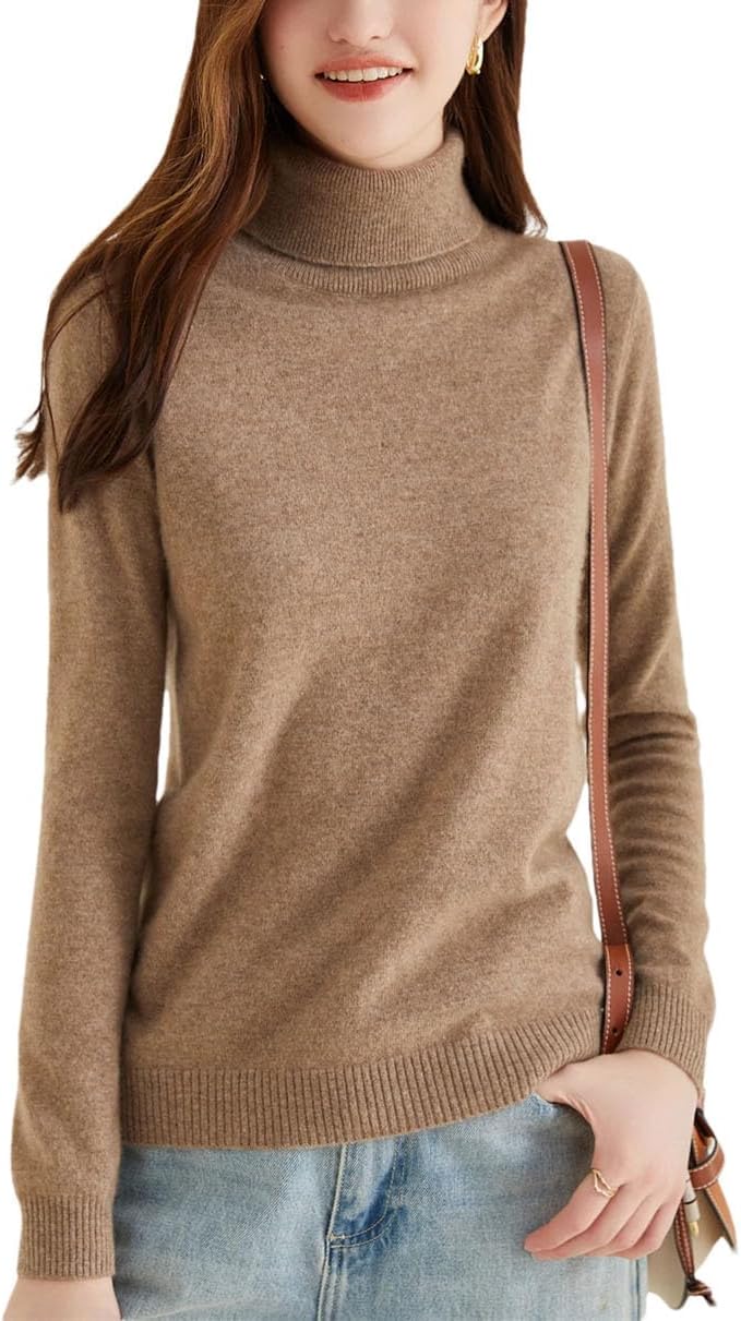 Womens Wool Knitwears 100% Cashmere Long Sleeve Turtleneck Pullovers Tops Autumn Winter Soft Fashion Clothing - Image 14