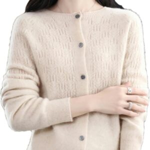 Women\u2019s Wool Cardigan Hollow Cashmere Sweater Female Clothing Top Bottoming Shirt