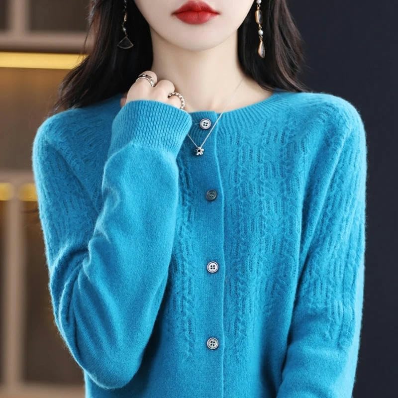Women\u2019s Wool Cardigan Hollow Cashmere Sweater Female Clothing Top Bottoming Shirt - Image 4