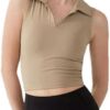 XZQYJKP Lapel Sleeveless Vest with Chest Pad Bottoming Sports Short Sleeve T-Shirt Beautiful Back Gym Clothing for Women