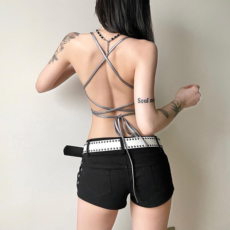 YMGSCC American Spring Women's Clothing Solid Color Slim Street Fashion Suspenders Sexy Backless Vest for Women - Image 5