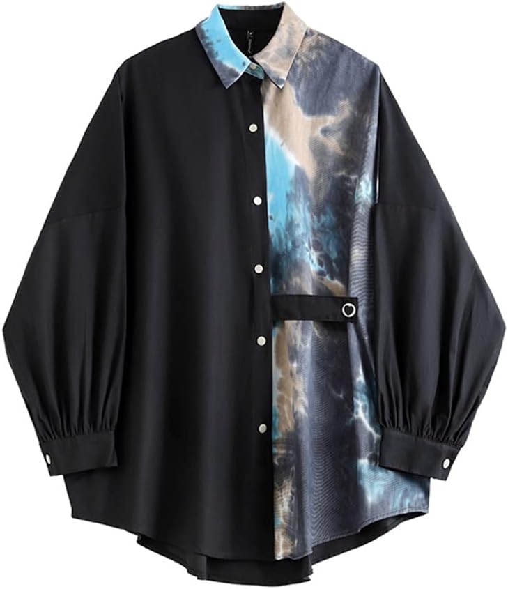 YWMLFZ Long-Sleeved Women's Blouse Shirt Patchwork Lapel 2021 Autumn Clothing Casual Women's Blouse