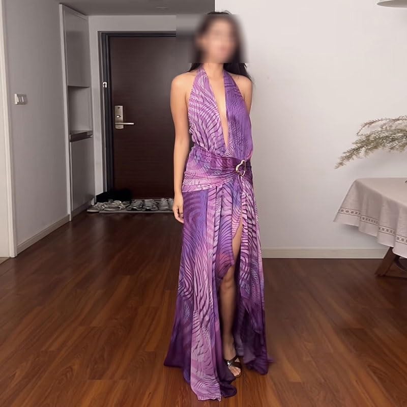 YWMLFZ Women's Clothing Tube Top Dress Fashion Sleeveless Shoulder Gradient Color Dress Long Hanging Neck Slim Fit Long Skirt - Image 2