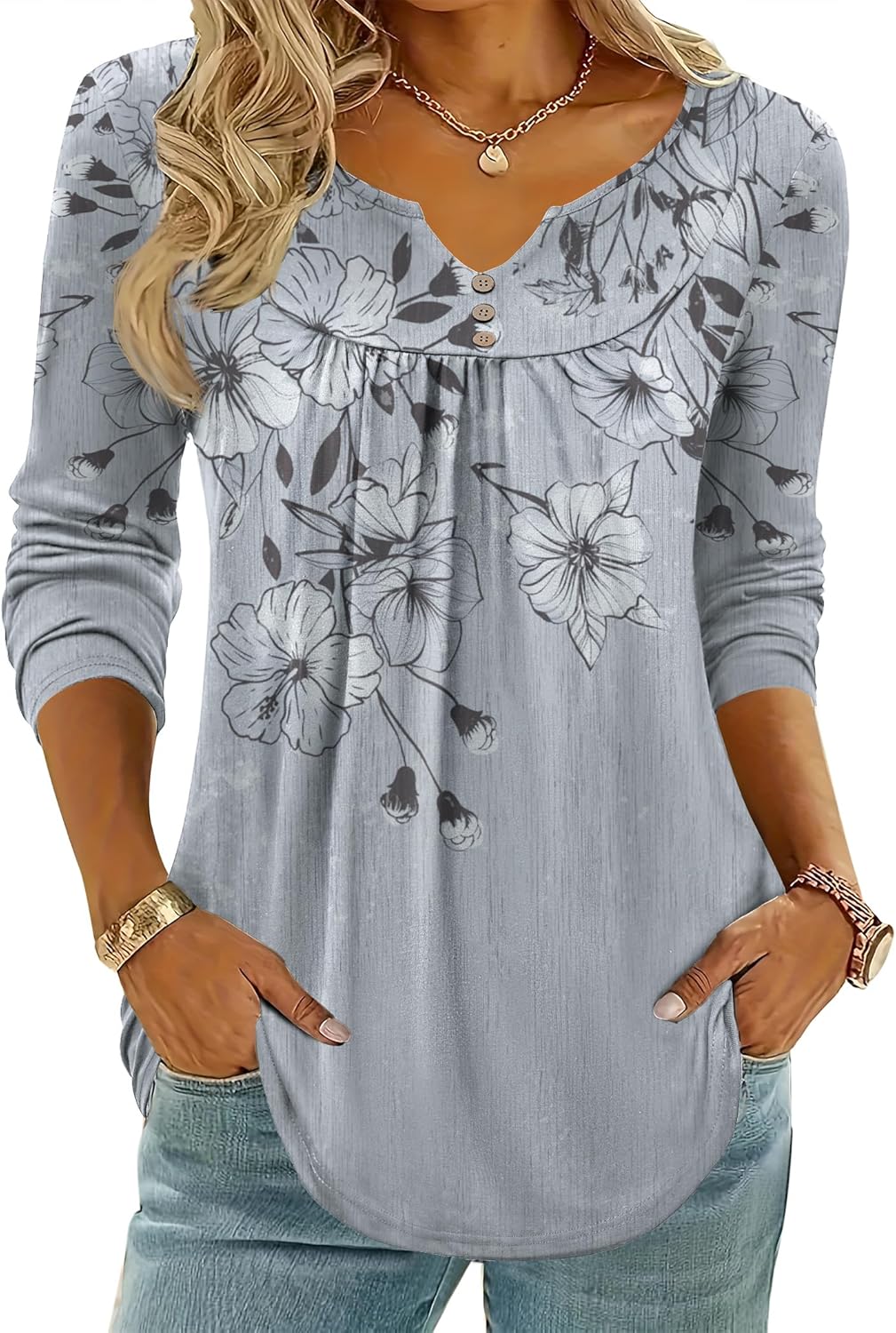 Zeagoo Womens Tops Long Sleeve Shirts 2025 V Neck Fall Blouses Dressy Casual Fashion Summer Work Tunic - Image 17