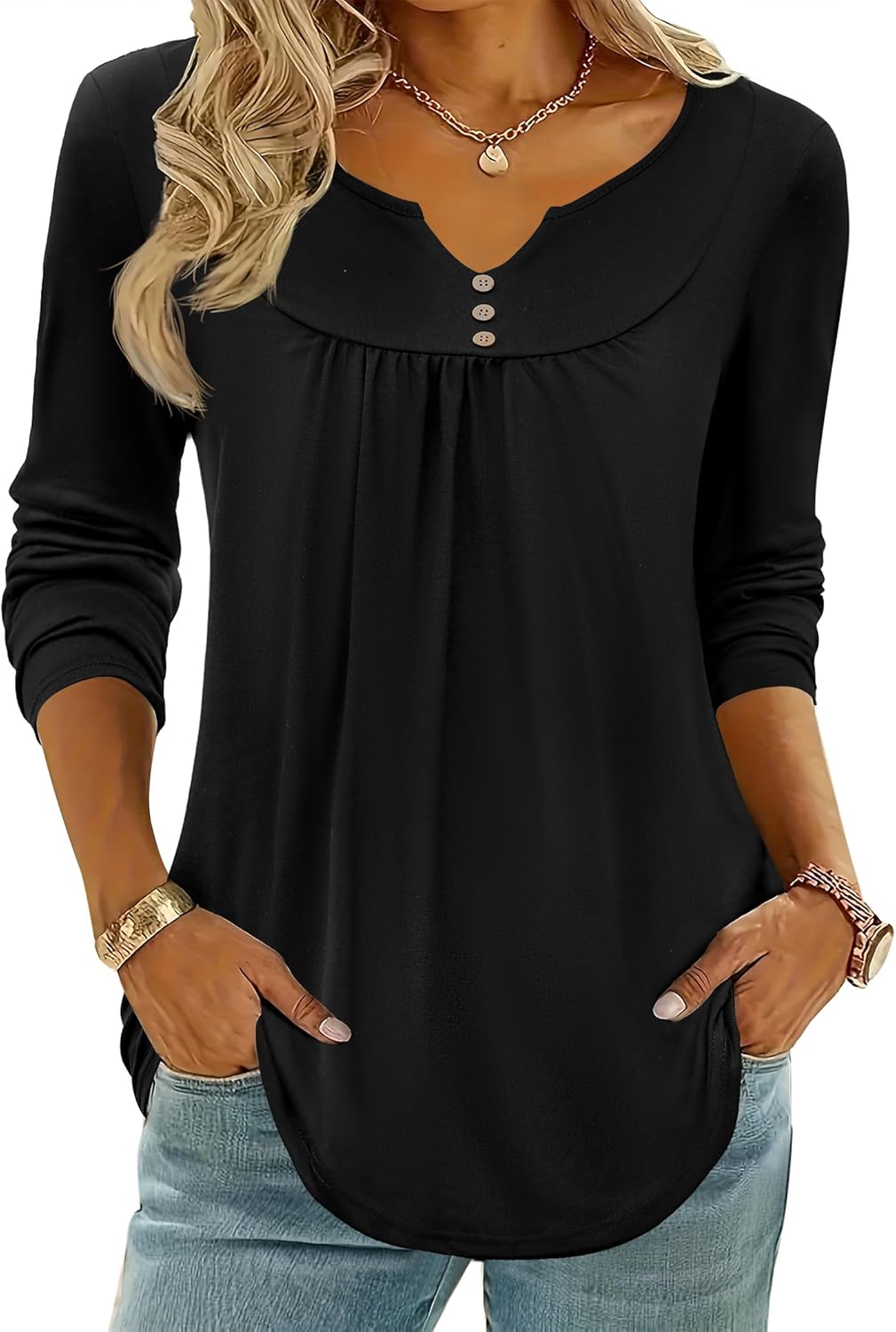 Zeagoo Womens Tops Long Sleeve Shirts 2025 V Neck Fall Blouses Dressy Casual Fashion Summer Work Tunic - Image 10