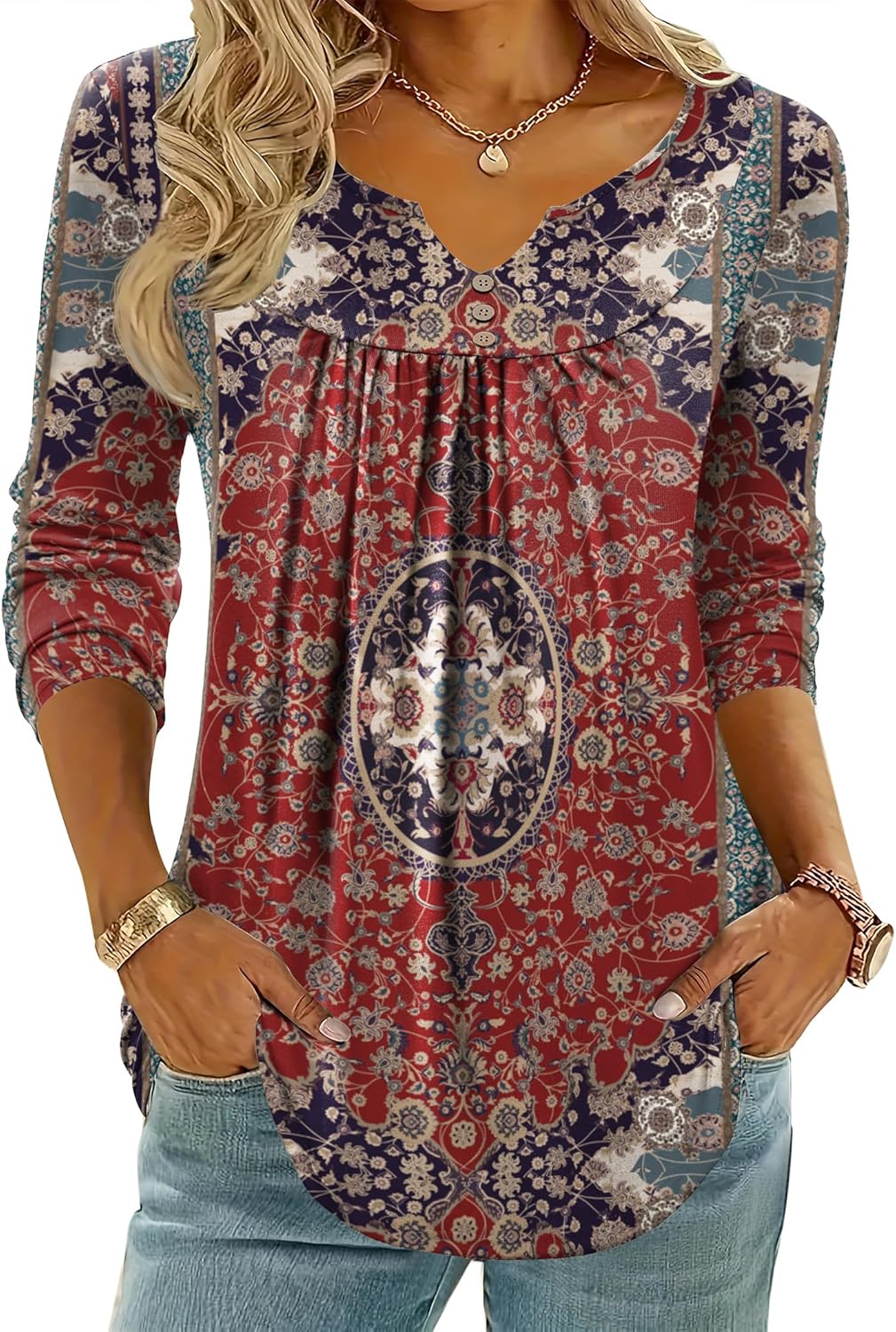 Zeagoo Womens Tops Long Sleeve Shirts 2025 V Neck Fall Blouses Dressy Casual Fashion Summer Work Tunic - Image 13